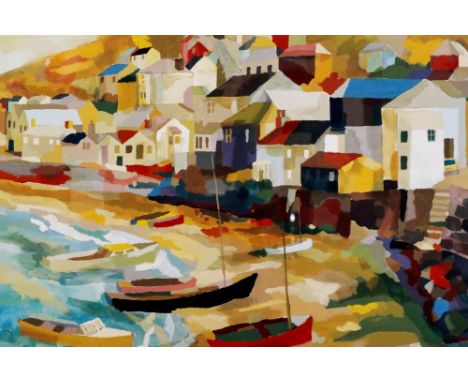 Richard Tuff (B.1965): colour lithograph, boating scene, 50 x 35. Not available for in-house P&amp;P 