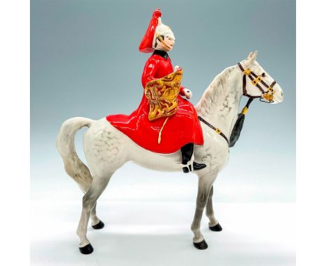 Modeled as a lifeguard solider seated on his dappled grey horse; model no. 1624. Beswick backstamp. Artist: Arthur Gredington