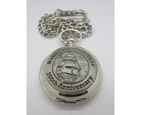 A commemorative Trafalgar pocket watch and chain in box