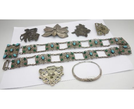 An EPNS stone set belt, buckle, bangle, etc.