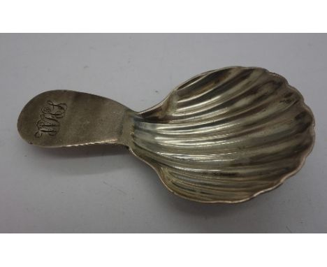 A Georgian silver caddy spoon, hallmarks rubbed, weight 13g