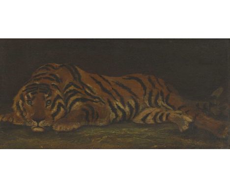 English School, early 20th century Tigeroil on panel20 x 40.5cmCondition ReportFramed: 29 x 49cmThere are two horizontal line