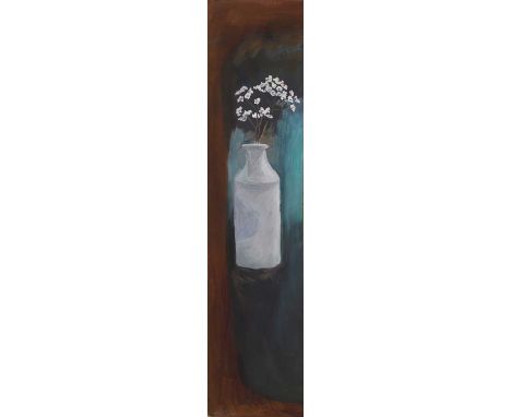 ▲ Tessa Newcomb (b.1955) Grey vase with white flowerssigned with initials and dated '94' l.l., oil on board44 x 10cm
 Conditi