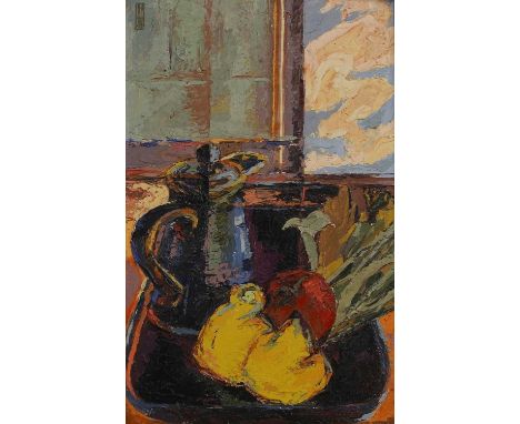 ▲ Hannes Hammerschmidt (Austrian, 1898-1971) Jug with fruit and vegetablessigned with monogram u.r., oil on board45 x 29cmCon