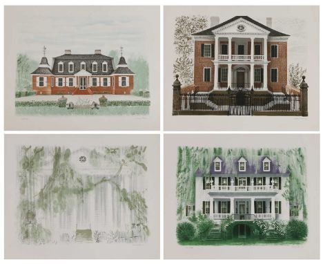 ▲ David Gentleman (b.1930) 'Miles Brewton House';'The Wedge, Plantation House';'Mulberry Plantation House';Untitled (unknown)