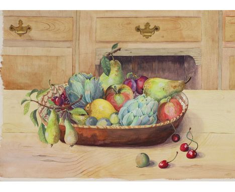 ▲ Joan Warburton (1920-1996) A bowl of fruitsigned with initials and dated '82' l.r., watercolour54 x 74.5cm, unframed
 Condi