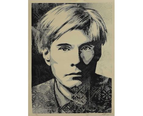 Shepard Fairey (American, b.1970) 'Warhol Collage' (silver)screenprint in colours, based on a 1982 photograph of Andy Warhol 