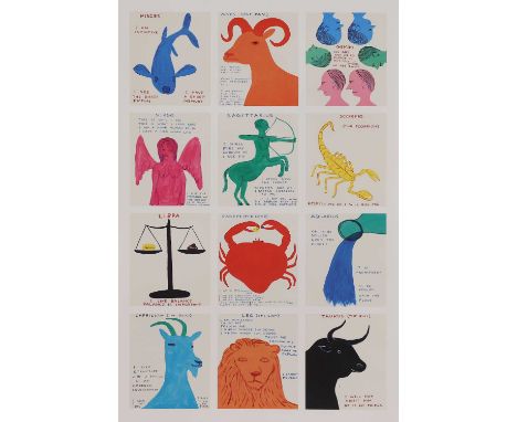 David Shrigley (b.1968) 'Signs of the Zodiac', 2023offset lithograph in colours, from an open edition91.5 x 61cm, unframedCon