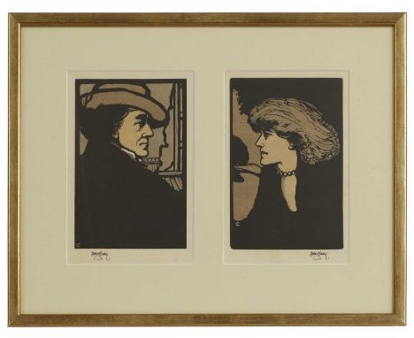 ▲ Edward Gordon Craig (1872-1966) Sir Henry Irving (1838-1905) and Dame Ellen Terry (1847-1928)two woodcuts, c.1890-1910, bot