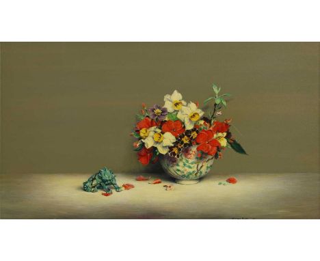 ▲ Laurence Biddle (1888-1968) Still life of flowers in a ceramic bowlsigned and dated 'Laurence Biddle 33' l.r., oil on canva