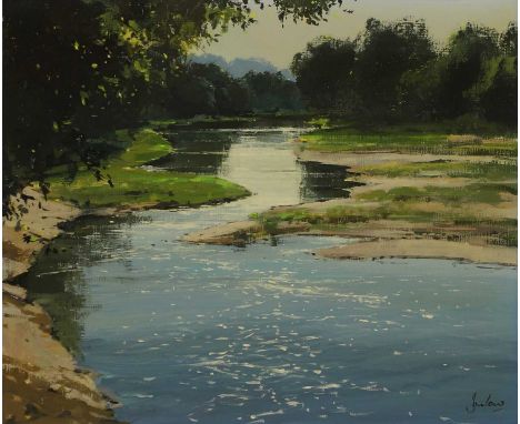 ▲ Jeremy Barlow (1945-2020) 'The River (Vidourle) at Sommières'signed 'Barlow' l.r., inscribed with title on a label verso, o