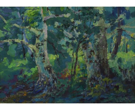 Viktor Templin (1920-1994) Emerald forestsigned in Cyrillic l.l., oil on board44 x 62cmCondition ReportFramed: 55.5 x 73.5cmC