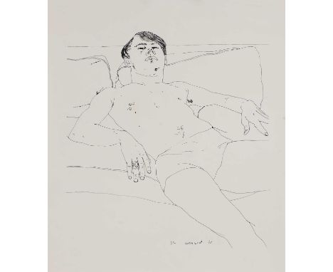 ▲ David Hockney OM CH RA (b.1937) 'Hollywood'offset lithograph, printed with 'DH, Hollywood, '69'sheet 47.5 x 42cm, unframedC