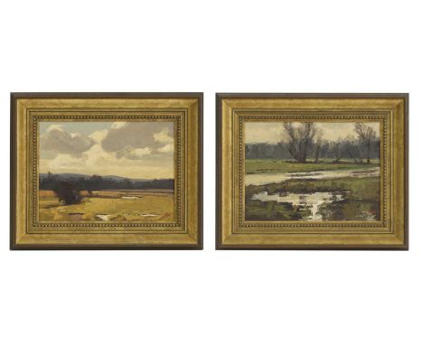 ▲ James Fry (1911-1985) 'The Frome Near Bond Corner';An open landscapea pair, both signed with initials, the first titled on 