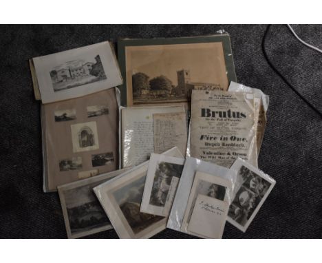 Local History. Ephemera - Kirkby Lonsdale interest. Includes; plates, engravings, printed and manuscript material, etc.