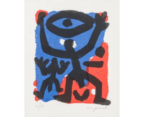 PENCK, A.R. (1939-2017) "Ohne Titel" Farbserigraphie, Ed. 12/30, handsigniert, HxB: 29/24 (Motiv) Rahmen, HxB: 60/50 cm.| PEN