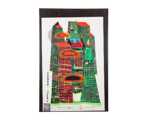 HUNDERTWASSER, FRIEDENSREICH (1928-2000) „Good Morning City“, 1970, Farbserigraphie mit Metallprägung, HWG 42 phosphoresziere