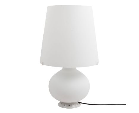 MAX INGRAND "Lampe-Fontana" Fontana Arte, Entwurf von 1954, Schirm und Korpus aus weiß-satiniertem Glas, Ausführung Fontana A
