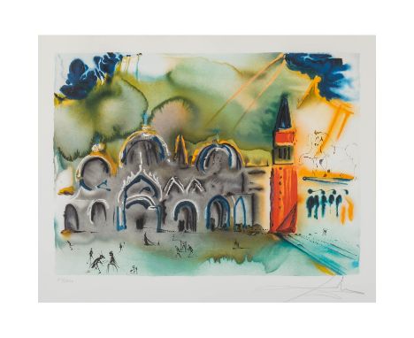 DALI, SALVADOR (1904-1989) "Hommage an Venedig" ca. 1975 Farblithografie, Ex. XIII/CCCL, HxB: 52/65 cm. Rahmen, HxB: 78/90 cm