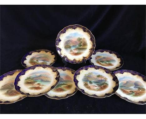 Eight Hammersley plates each depicting a different Scottish loch.