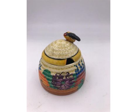 A Clarice Cliff Bizarre Gayday Honey Pot.