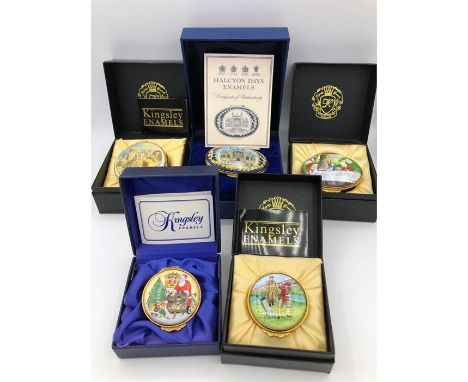 A selection of five enamel boxes