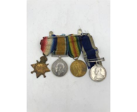 WWI Medal Bar to include British War Medal, Victory Medal, 1914-1915 Star, along with the Naval Long Service and Good Conduct