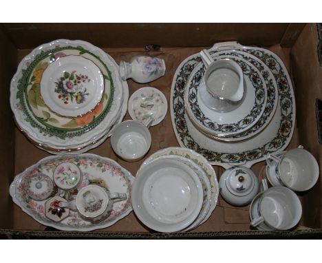 A large collection of ceramics to include:- six side plates, five cups and saucers, a milk jug, a serving dish and sugar bowl