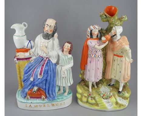 Two large, late nineteenth century Staffordshire figure groups, c. 1850-70. To include: a Samuel & Eli group and a Rebekah an