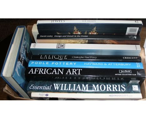 A quantity of books relating to art and design including Lalique, Poole pottery, David Linley etc
