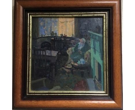 PERCIVAL, Jennifer (British contemporary), “Light from outside”, an oil on canvas board, framed, dated verso 1990 ( Leicester