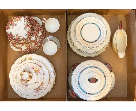 A Furnival's&nbsp; part dinner service for six, a Royal Stafford "Old English Garden" part tea service for six, four "Derby P