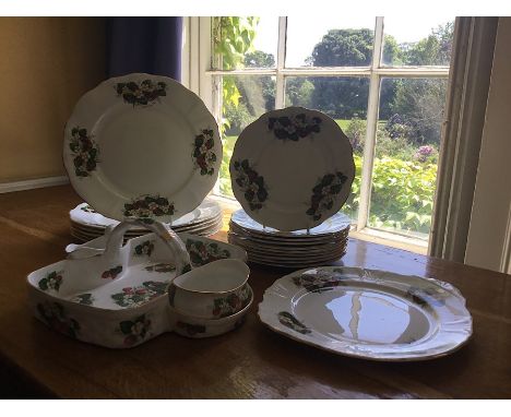 ‘Strawberry Ripe’ pattern wares by Hammersley &amp; Co comprising 6 dinner plates (11”), &nbsp;10 side plates (8”), a serving