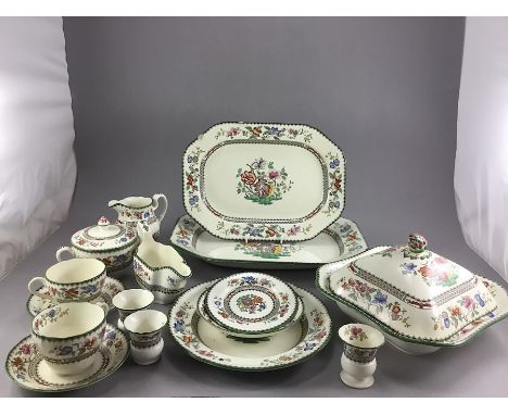 An assortment of Copeland Spode tea and dinner wares in the ‘Chinese Rose’ pattern, comprising 2 serving dishes (37 cms and 3