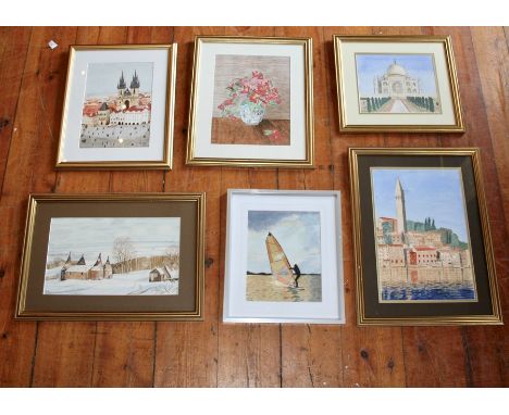 P. M. Rackham (British, 21st Century) Six Watercolour paintings of varying subjects and sizes, all framed and glazed, signed 
