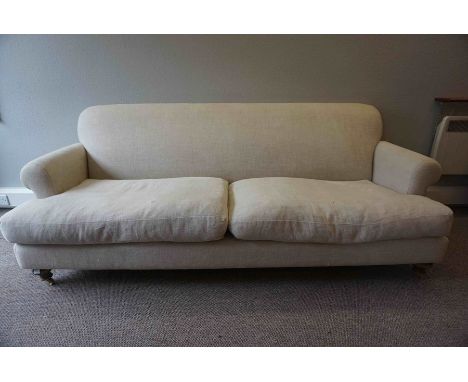 Modern Fabric Two Seater Sofa, Raised on Castors, 81cm high, 223cm wide, 104cm deepCondition reportThe cushions are feather f
