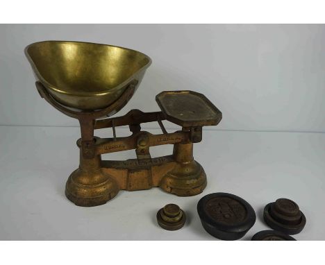 Fairbanks of Birmingham, Cast Iron and Brass Kitchen Scales, circa early 20th century, With assorted Avery and other weights,