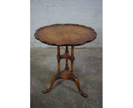 Reproduction Walnut Wine Table, Raised on tripod Pad feet, 62cm high, 52cm wide 