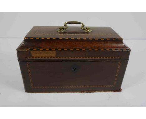 George III Mahogany Sarcophagus Tea Caddy, Having later Covers to the interior, 17cm high, 28cm wide 