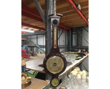 A WEATHERMASTER MAHOGANY CASED BAROMETER HEIGHT 66CM 
