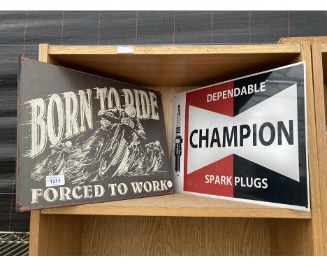 TWO TIN SIGNS OF AUTOMOBILE INTEREST 