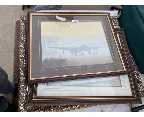 TWO 2ND WORLD WAR AIRCRAFT PRINTS AND A RURAL PRINT 