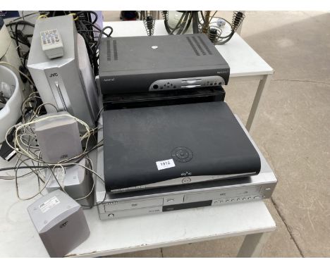 VARIOUS ITEMS TO INCLUDE DIGI BOXES, JVC, SAMSUNG DVD PLAYER AND JVC SPEAKER ETC 