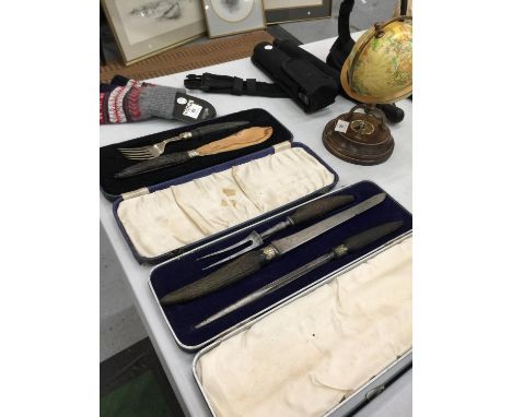 TWO VINTAGE BOXED SERVING SETS 