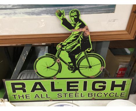 A 'RALEIGH' BICYCLES TIN PLATE SIGN 70CM X 50CM 