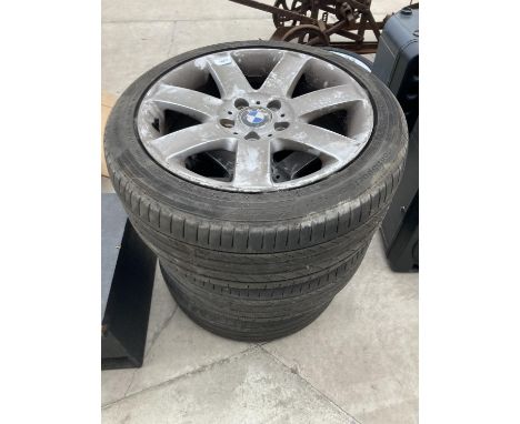 THREE BMW 225/45 R 17 91 Y RADIAL TUBELESS TYRES AND WHEELS 