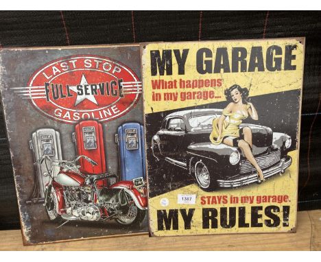 TWO TIN SIGNS OF AN AUTOMOBILE INTEREST 