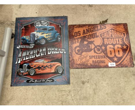 TWO TIN SIGNS OF AUTOMOBILE INTEREST 