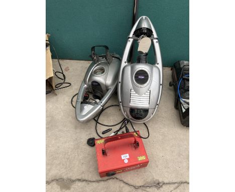 A PAIR OF VR8 ABSTRACT DISCO LIGHTS AND A KAM LASER LIGHT 