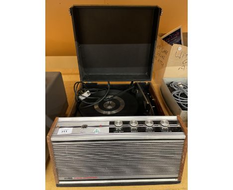 A VINTAGE ITT TWIN SPEAKER TURNTABLE MODEL NO. KP 1080 
